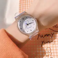 在飛比找蝦皮購物優惠-卡通圖案指針型透明果凍手錶小怪獸笑臉手錶指針式透明果凍手錶女