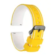 Silicone Watch Bands 22mm Soft Watch Bands with Black Buckle, Yellow White