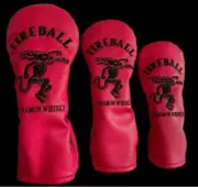 Fireball Whiskey Head Covers Leather Red