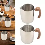 Milk Frothing Mug Wood Handle Multifunctional Easy Clean Coffeware for Party