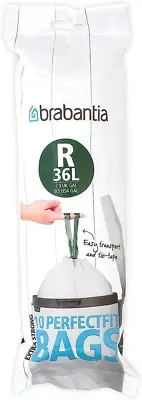 Code R Bin Liner 10 Bags, 36 Litre Capacity, White (115622)