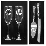 Nightmare Before Christmas Sally Jack Wedding Glasses cake server engraved Circl
