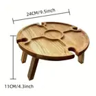 Folding Picnic Table Wooden Portable round Fruit Snack Picnic Plate Outdoor Camp
