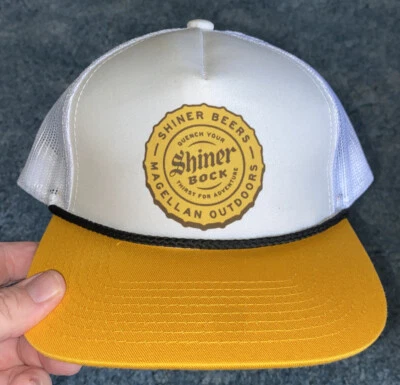 Nwt Shiner Beer Magellan White/Yellow Trucker SnapBack Hat/Cap. Retro Foam