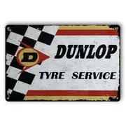 2x Tin Sign Dunlop Tyre Service Garage Car Man Cave Decorative Rustic Look
