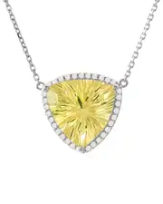 14K 4.88 ct. tw. Diamond & Lemon Quartz Necklace