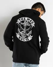 [The Mad Hueys] The Mad Hueys Men's Drop Anchor Hoodie in Black Size Large L Black