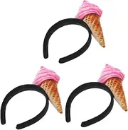 VALICLUD 3pcs Ice Cream Headband for Women Fun Spa Headbands for Washing Face Hair Styling and Makeup Comfortable Charming Ice Cream Design