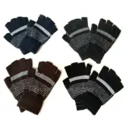 4 Pairs Men Women Striped Winter Warm Knitted Fingerless Half Finger Magic Glove