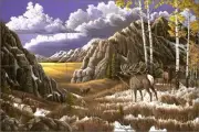 Ceramic Tile Mural Backsplash Kendrick Elk Wildlife Animal Art POV-LKA030