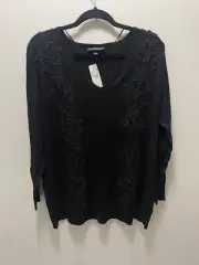 Lane Bryant Sweater Black Lace Detail Size 14/16 NWT