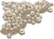 [Holibanna] DIY Rhinestone Clothing Patch Elegant Pearl Decor for Shoes Accessories for Weddings Tailor Shops Home Use Easy to Apply Versatile Patch