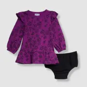 $48 Splendid Baby Girl Purple Maisey 2 Piece Bloomer Dress Set Size 12-18M