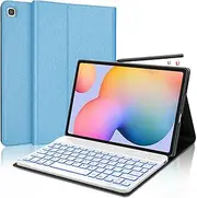 Samsung Galaxy Tab S6 Lite Case with Keyboard 10.4 Inch 2022/2020, 7 Color Backlit|Detachable Wireless Bluetooth Keyboard, Smart Folio Case for S6 Lite SM-P610/P613/P615/P619, Auto Sleep/Wake, Blue