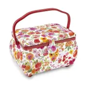 Dritz Red Floral Large Curved Sewing Basket