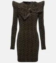 [Balmain] Balmain Monogram sequined minidress UK 14 black