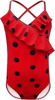 [Dressy Daisy] Toddler Little Girls Ladybug Red & Black Polka Dots One Piece Swimwear Swimming Suit Swimsuit Swim Dress Costume Size 3-12