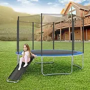 Wimarn Trampoline Slide Ladder Width 22", Universal Trampoline Accessories Slide with Strong Tear Resistant Fabric, Sturdy Bounce Trampoline Slider for Kids Climb Up&Slide Down