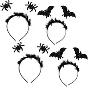 [Beatifufu] 1set Bat Spider Headband Inflatable Pumpkins Spider Hair Bands Bat Spider Hair Hoops Cosplay Hair Hoops Halloween Flash Costume Green Alien Antenna Headband Fabric Black
