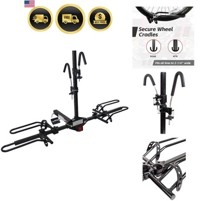 Bike Rack Hitch Mount Platform 2-Bike Carrier for Cars SUVs Trucks