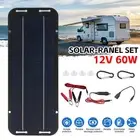 Portable 12V 60W Solar Panel Outdoor Camping Hiking RV Boat Charger Waterproof