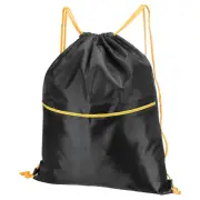 Drawstring Backpack Bags with Shoes Compartment Wet proof Pockets Black