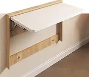 Wall Table Kitchen Floating Foldable Desk, Wood Wall Mounted Folding Table, Foldable Hanging Workbench for Small Spaces Home Office Study(White Log,63cm/25in)