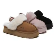 AUSTRALIAN SHEPHERD® UGG Slippers Women Removable Strap Slingback Platform Muffin - Chestnut / AU Ladies 8 / AU Men 6 / EU 39