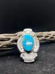 Native American Navajo king man turquoise Sterling Silver Ring Size 7.75