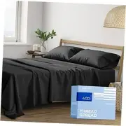 100% Cotton King Size Sheet Set - 400 Thread Count 4 PC for King Bed, Deep