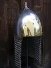 18 gauge Medieval Replica of Gulbiszcze Viking Helmet Brass Accent w Chainmail