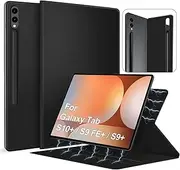 [Jarttarn] Magnetic Case for Galaxy Tab S10 Plus 2024/S9 FE +/S9 + 12.4 inch, Lightweight Smart Case with Hidden Pencil Holder for Galaxy Tab S10+/S9 FE+/9+ (Black)