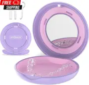 Retainer Case with Mirror and Adjustable Vent Holes, Cute Slim Aligner Case Comp