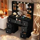 Black Dressing Table Set with Mirror Makeup Dresser Vanity Modern Home Furniture