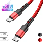 1M 2M PD 5A Fast Wall Charger Braided USB C To Type C Cable For iPhone Samsung