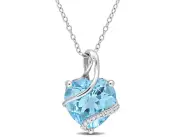 7.00 Carat (ctw) Sky Blue Topaz Heart Pendant in Silver