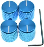 4pcs Aluminium Guitar/Bass Knobs Volume/Tone Control Knob 1/4" Metal Universal Potentiometer Pot Knobs with Set Screw and Indicator for Tele/Telecaster/P Bass Blue