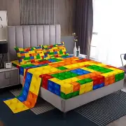 Feelyou Kids Games Bed Sheet Set Twin Size Color Building Blocks Sheet Set To...