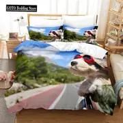 v236 Bed Sheets Dropshipping Bedclothes Bedroom Comforter Set Twin Size Bedding Set % Bamboo Fiber Duvet Set Pillowcases Cartoon Pet Cat Dog 3-Piece B