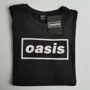 OASIS LOGO T-SHIRT NWT BLACK TSHIRT TEE COTTON BAND LIAM NOEL GALLAGHER OFFICIAL