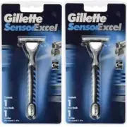 2 pcs GILLETTE Sensor Excel Razor + Refillable 2 pcs ,Free Shipping