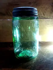 MASONS PATENT 1858 Jar Antique ZINC LID ~ Apple Green~ Fruit ~ Reproduction PINT