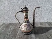 Authentic Handmade Copper Turkish Pitcher Ewer ibrik 29cm Hand Carved Enameled