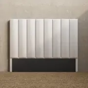 Upholstered Bed Head with Vertical Panels in King, Queen and Double Size (Ivory White Boucle)