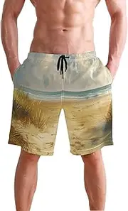 [XYMZR] Men's Swim Trunks Golden Sands Coastal Quick-Dry Bathing Suit Swimming Board Shorts S