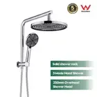 WELS Shower Head Set Gooseneck Arm 10" Rain Shower and 3-Mode Hand Shower Chrome