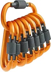 IEBUOBO 10 Pack Aluminum D Ring Key Rings Hiking Clips Locking Carabiner for Hiking Camping Fishing and Outdoor Use，Clips with Screw Gate Multicolored