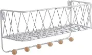 LIFKICH 1pc Hook Rack Room Decor Wall Decor Shelves Wall Shelf Wall Storage Rack Multifunctional Storage Rack Storage Shelving Wall Hanging Rack Coat Hooks Wall Rack Bamboo White