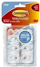 Command 17006 Adhesive Hooks, Mini, Clear (Pack of 18)