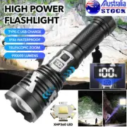 990000LM LED Flashlight Zoom Light Super Bright Torch USB Rechargeable Lamp